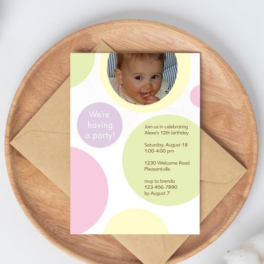 Pastel Circles Birthday Invitation