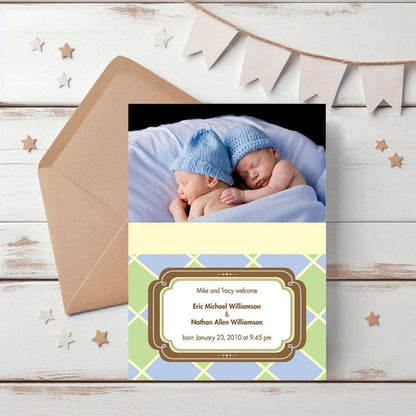 Pastel Plaid Birth Announcement