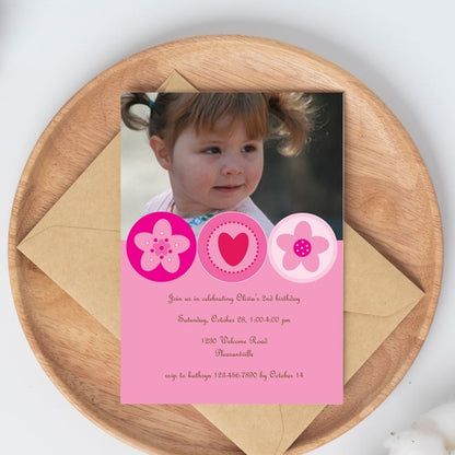 Pink Circle Parade Birthday Invitation