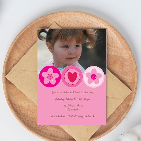 Pink Circle Parade Birthday Invitation