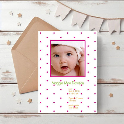 Pink Dot to Dot Birth Announcement