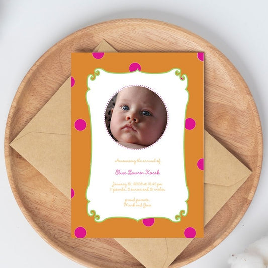 Preppy Polka Dots Birth Announcement