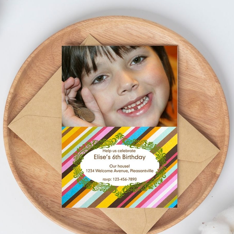 Stripes on a Tilt Birthday Invitation