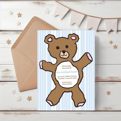 Teddy Bear - Blue Birth Announcement