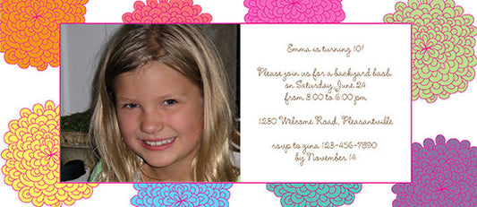 Multicolored Dahlias Birthday Invitation