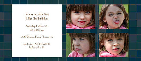 Dark Blue Mosaic Birthday Invitation
