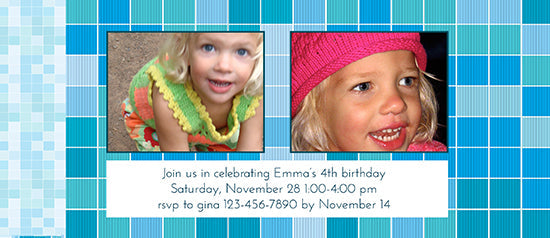 Light Blue Mosaic Birthday Invitation