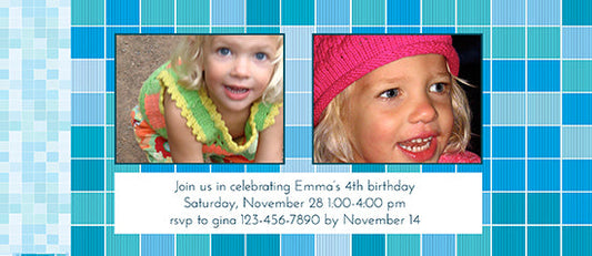 Light Blue Mosaic Birthday Invitation