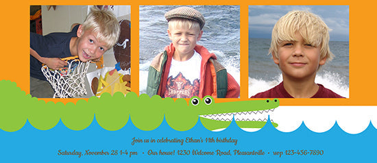 Floating Crocodile Birthday Invitation