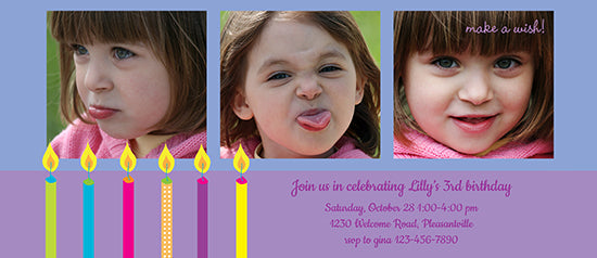 Birthday Candles - Blue & Purple Birthday Invitation