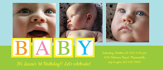Baby Blocks Birthday Invitation