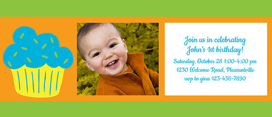 Birthday Cupcake - Blue Birthday Invitation