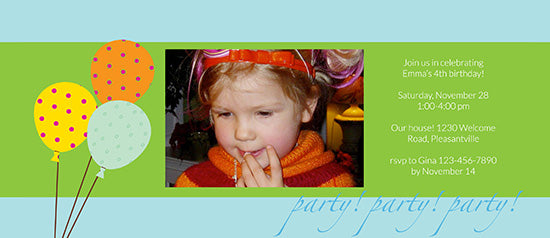 Party! Party! Party! Balloons Birthday Invitation