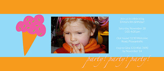 Ice Cream Cone - Pink Birthday Invitation