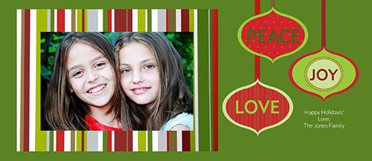 Peace Joy Love Ornaments Holiday Cards