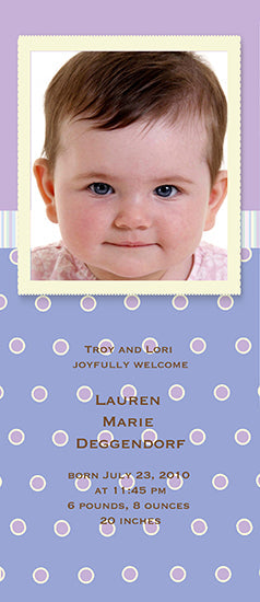 Pinch-Me Purple Birth Announcements