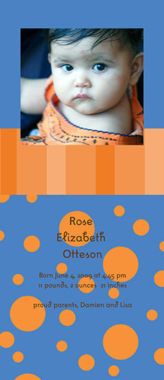 Fun with Orange & Blue Birth Announcements