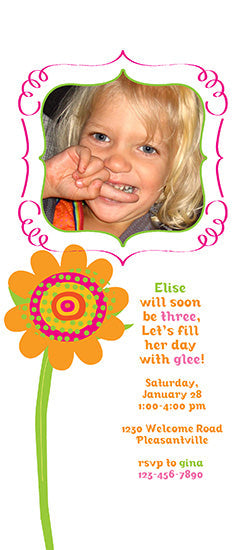 Orange Flower Power Birthday Invitation
