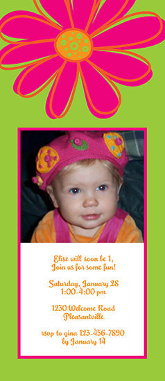 Magenta Daisy Birthday Invitation