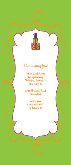 Curly Q Frame Birthday Invitation