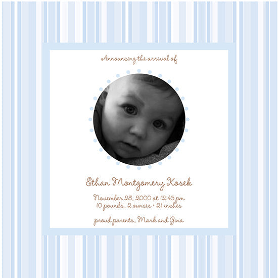 Baby Blue Stripes Birth Announcements