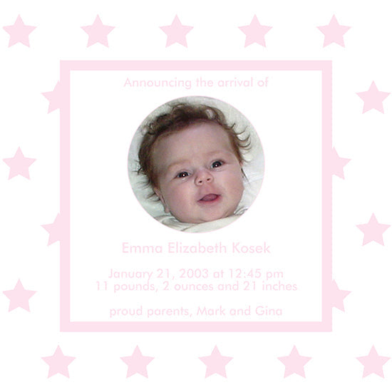Powder Pink Stars Birth Announcements