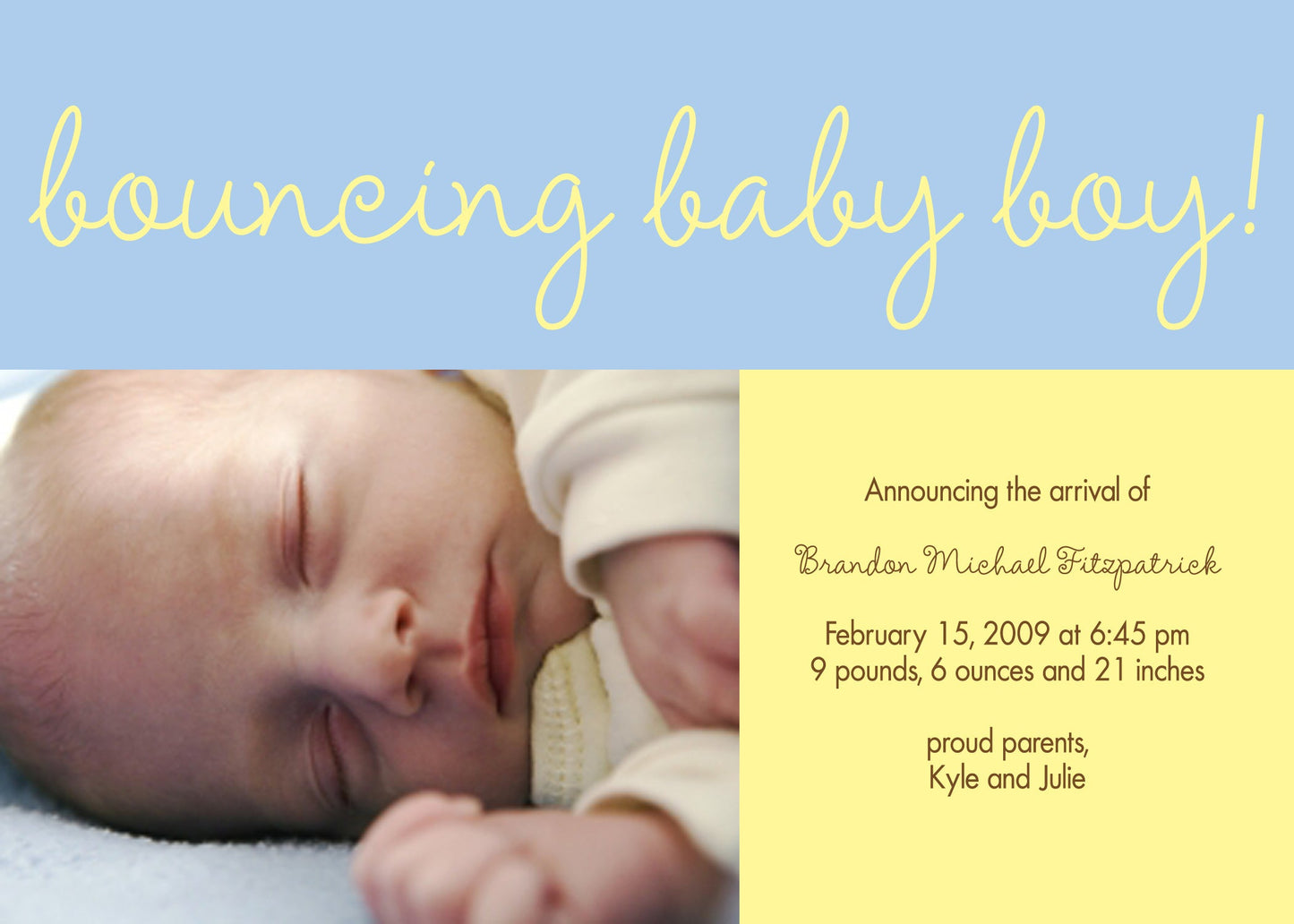 Bouncing Baby Boy Birth Announcements