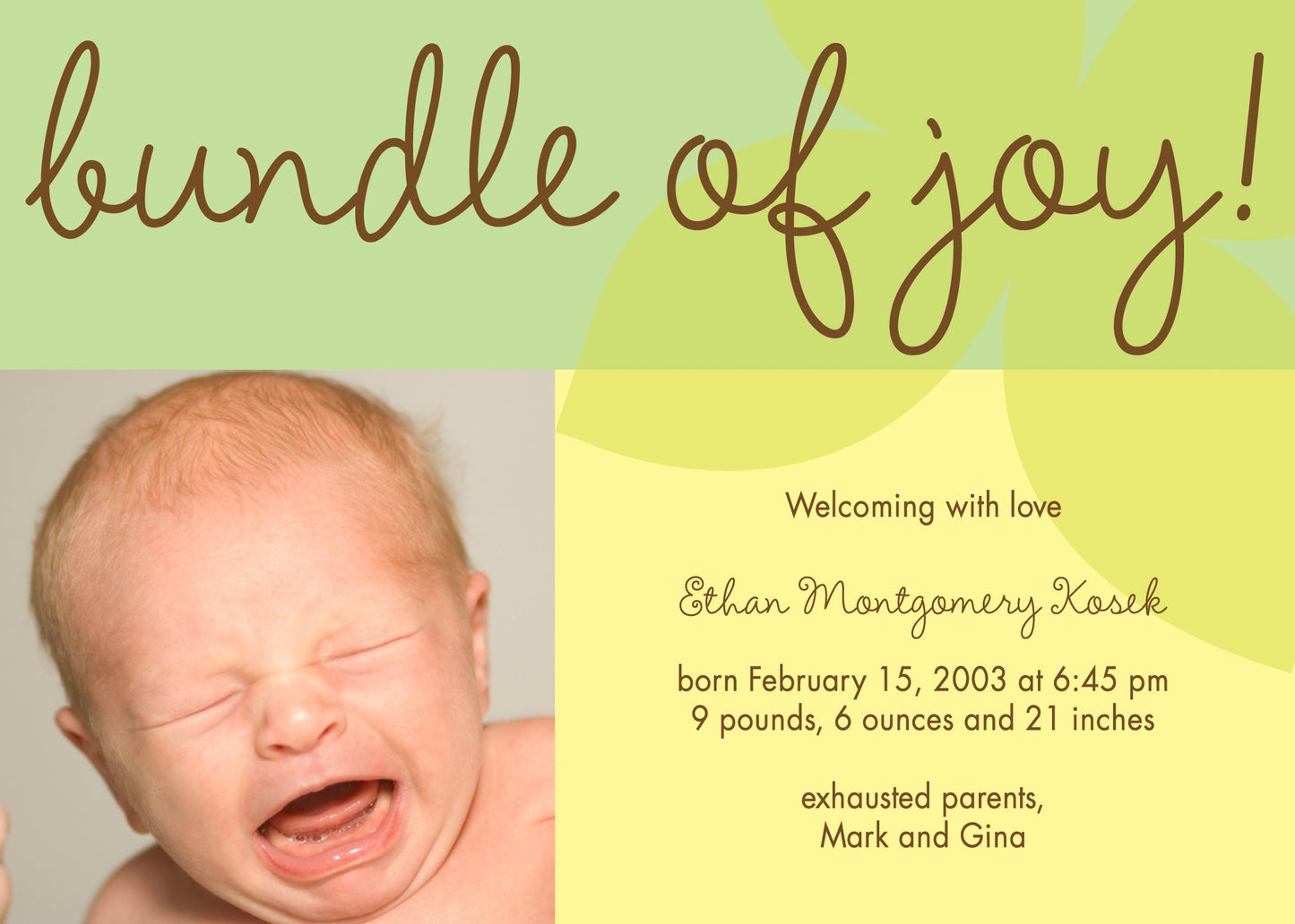 Bundle of Joy Birth Announcements