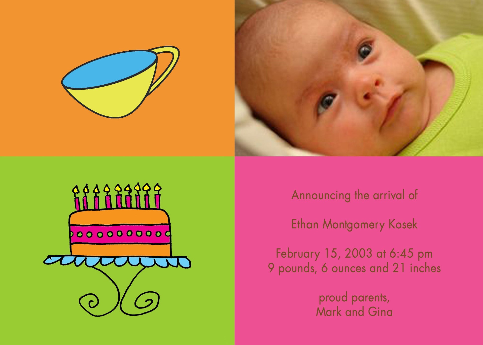 Cup + Cake Birth Announcements