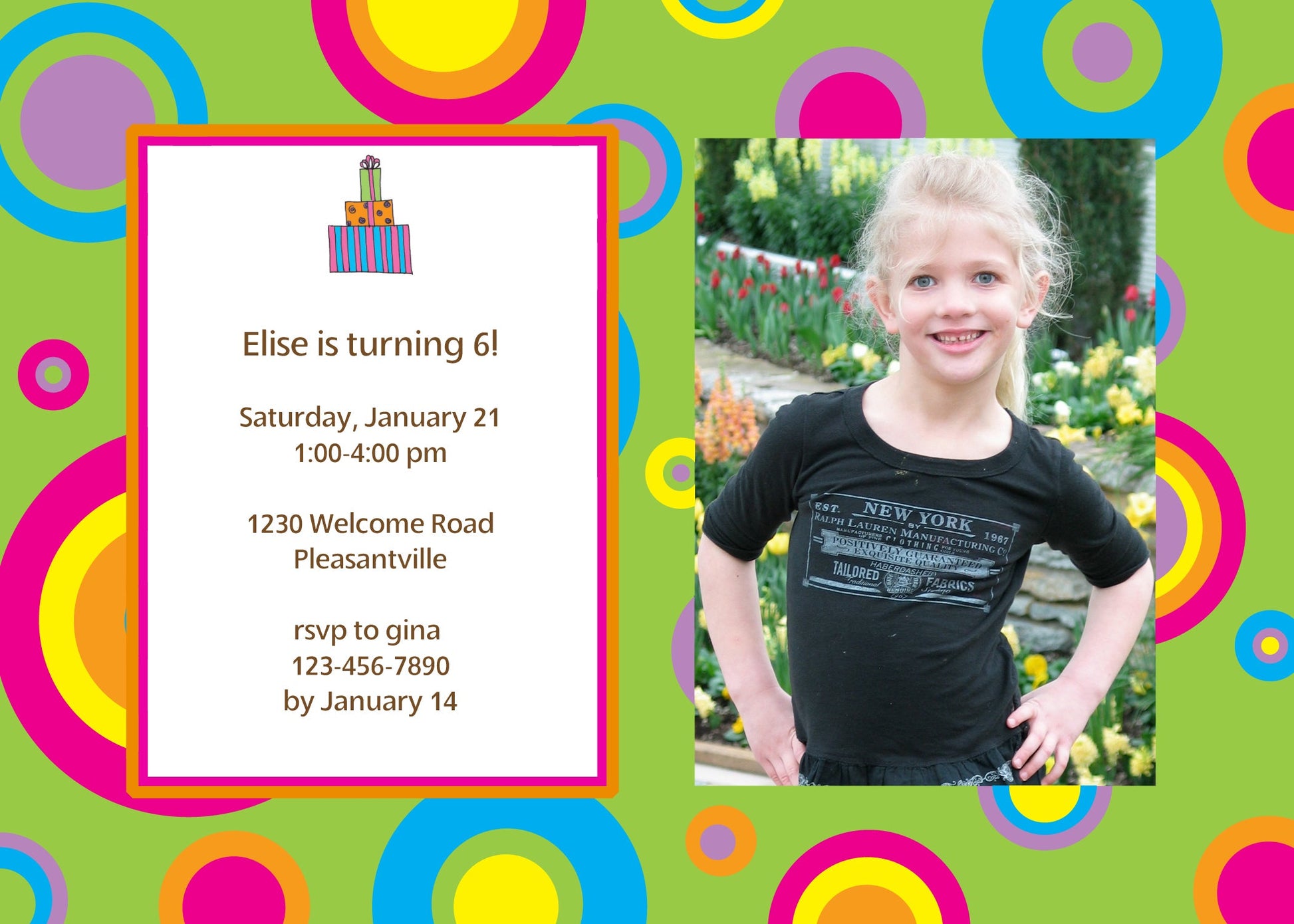 Psychedelic Circles 2 Birthday Invitation