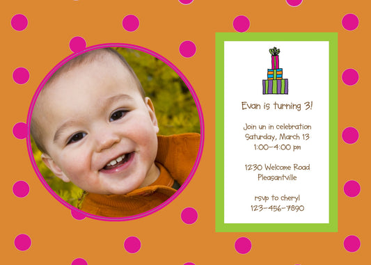 Magenta Polka Dots Birthday Invitation