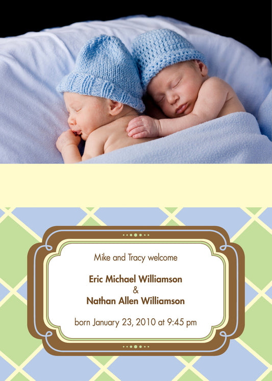 Pastel Plaid Birth Announcements