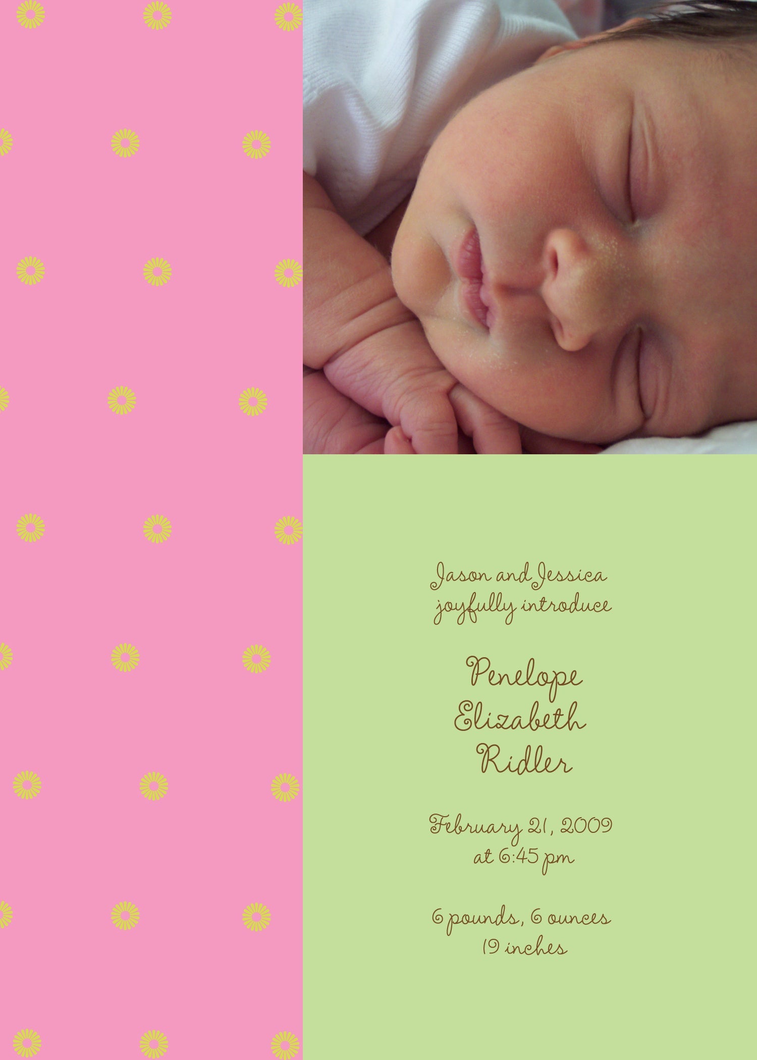 Sweet Daisy Baby Birth Announcements