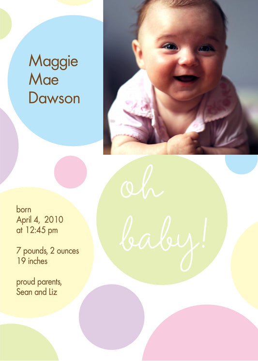 Pastel Circles, Baby! Birth Announcements