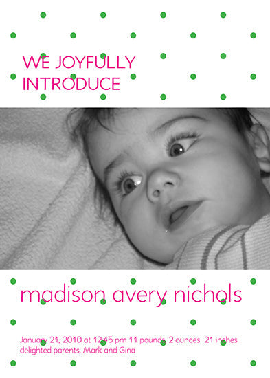 Green Dots Birth Announcements