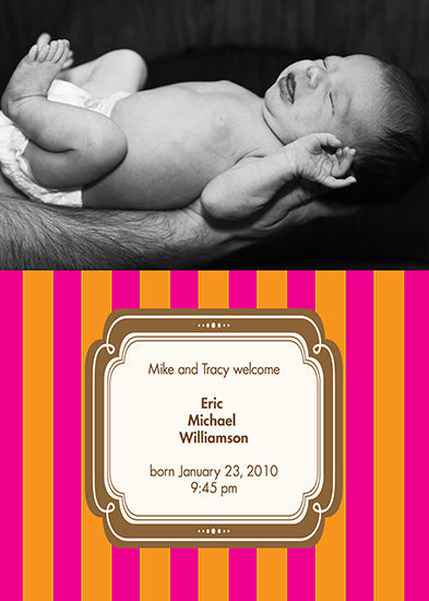 Neon Stripes Birth Announcements