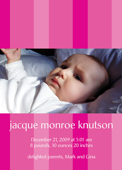 Pink Stripes Birth Announcements
