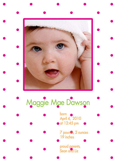 Pink Dot to Dot Birth Announcements