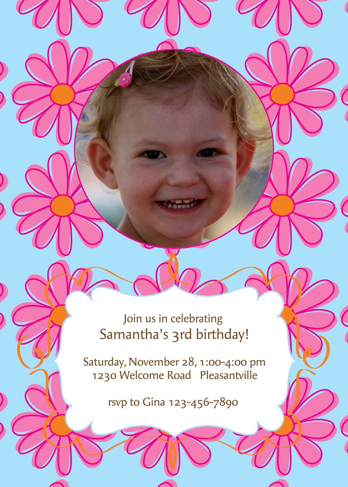 Pink Daisies Birthday Invitation