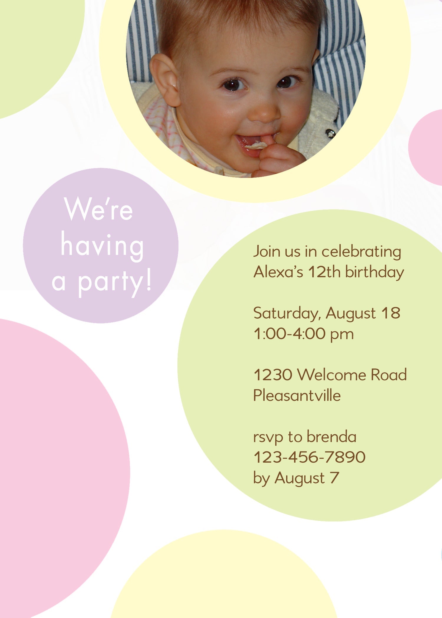 Pastel Circles Birthday Invitation