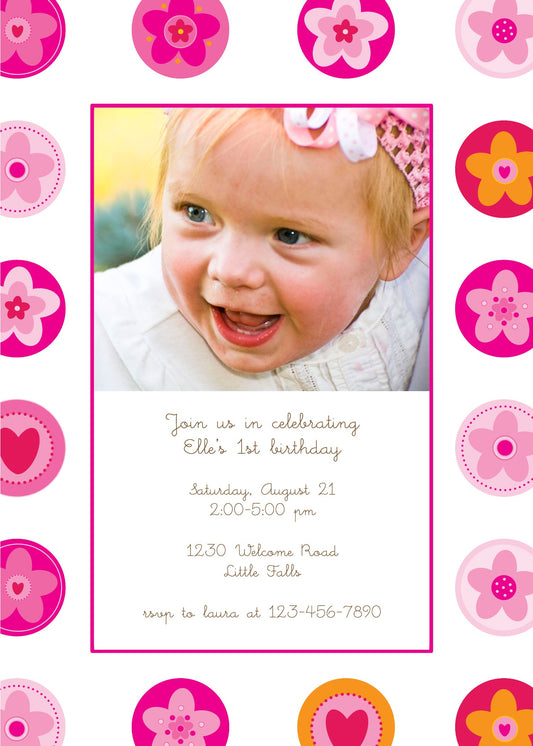 Flower Circles Birthday Invitation