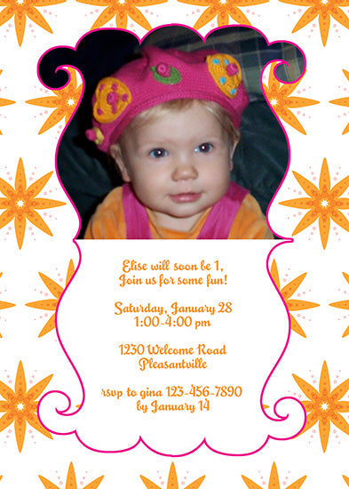Orange Star Surprise Birthday Invitation