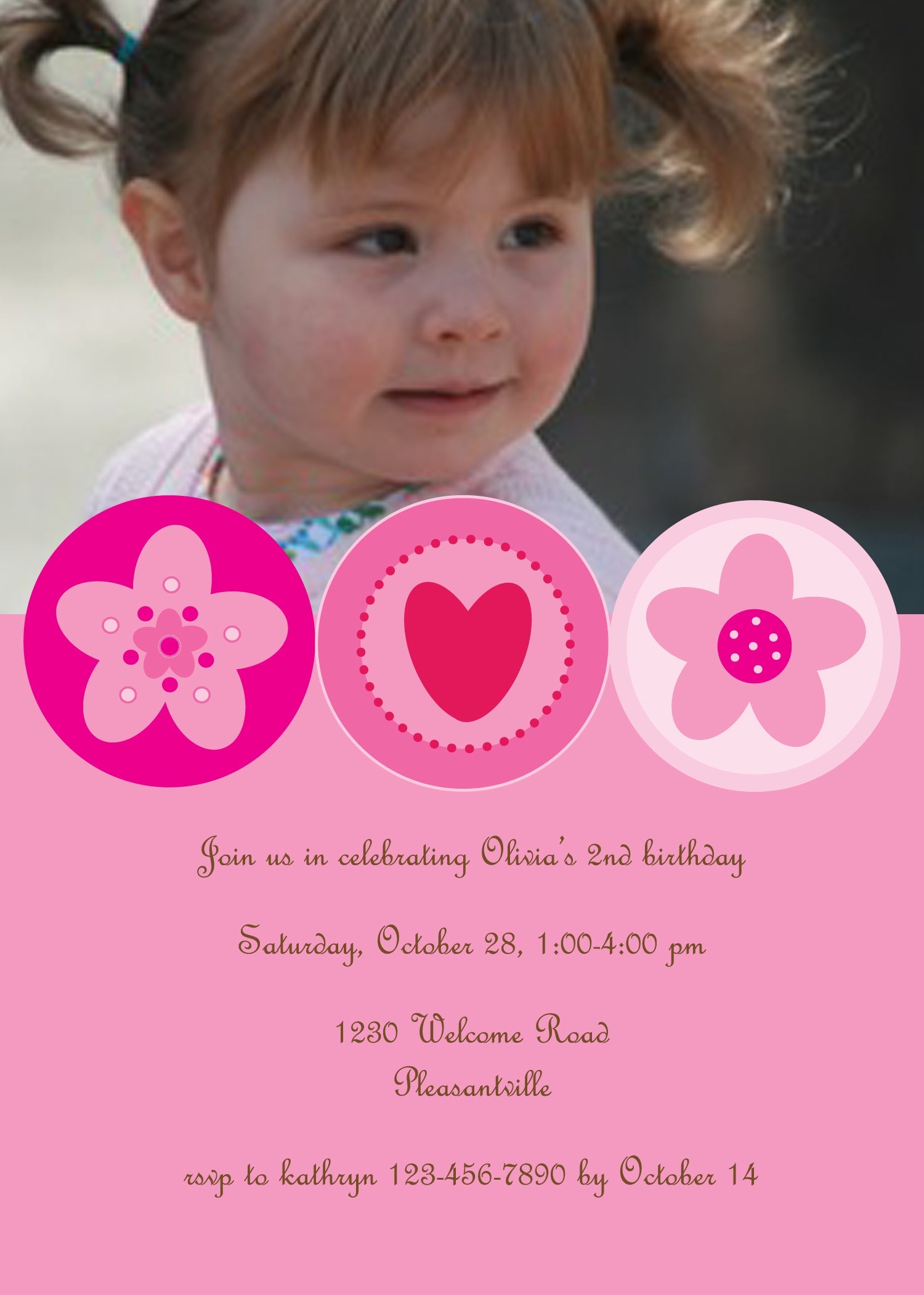 Pink Circle Parade Birthday Invitation