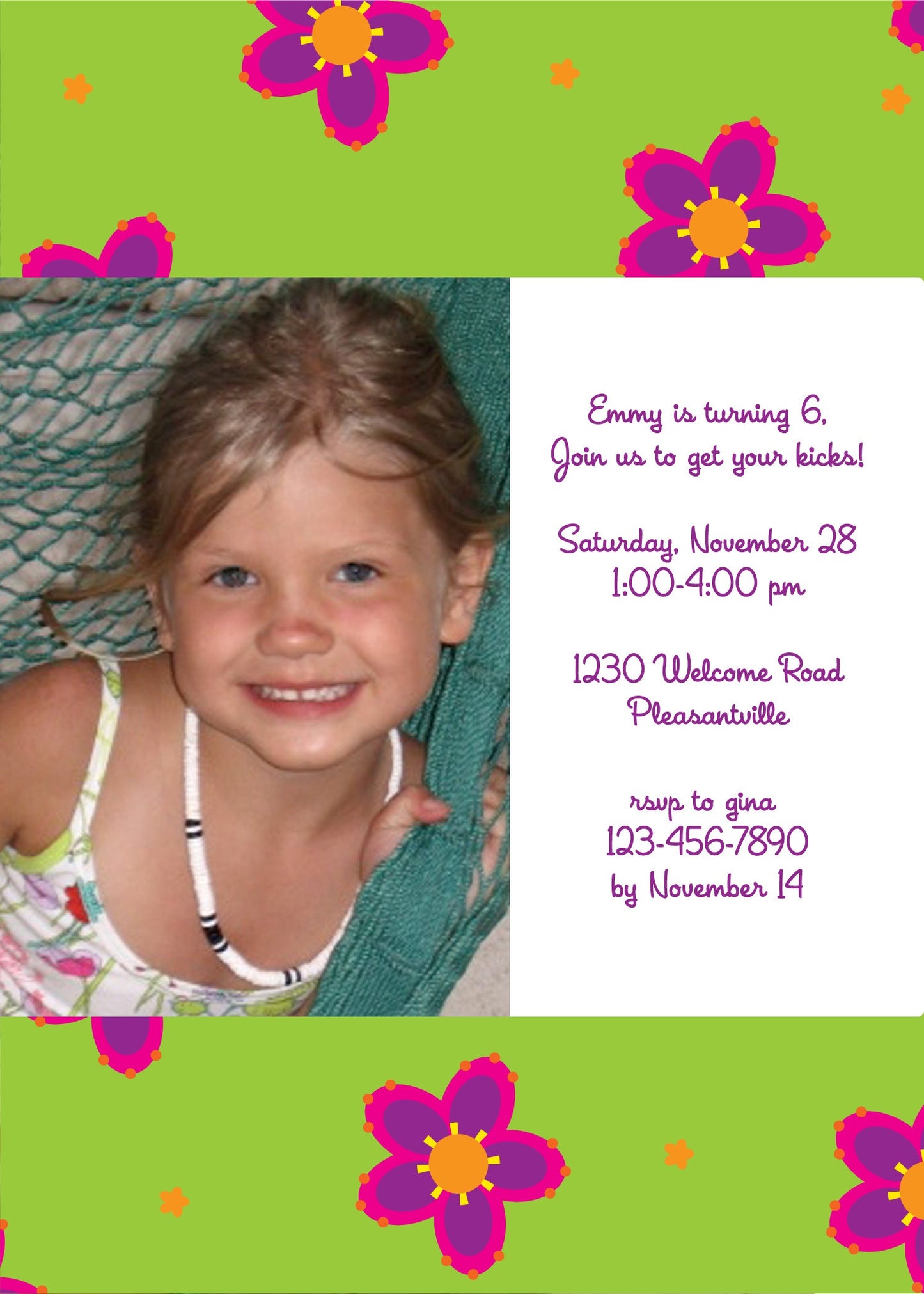 Funky Flowers Birthday Invitation