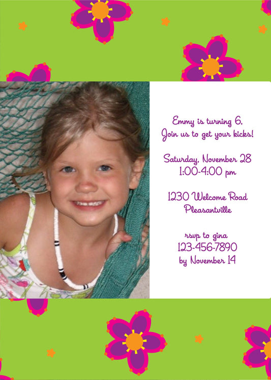 Funky Flowers Birthday Invitation