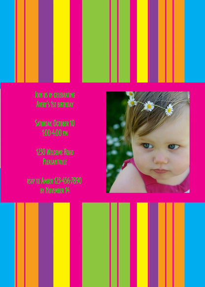 Bright Stripes Birthday Invitation