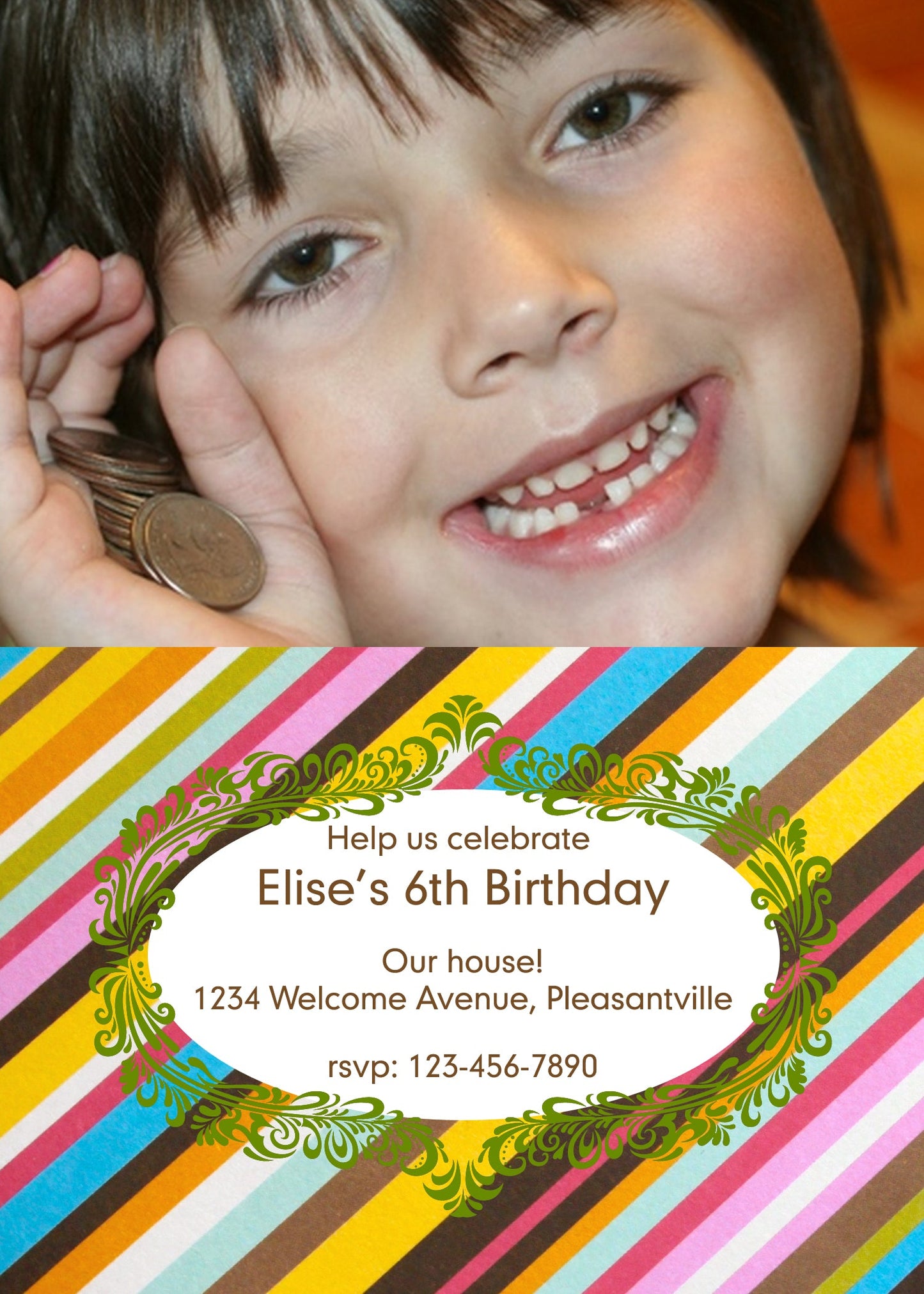 Stripes on a Tilt Birthday Invitation