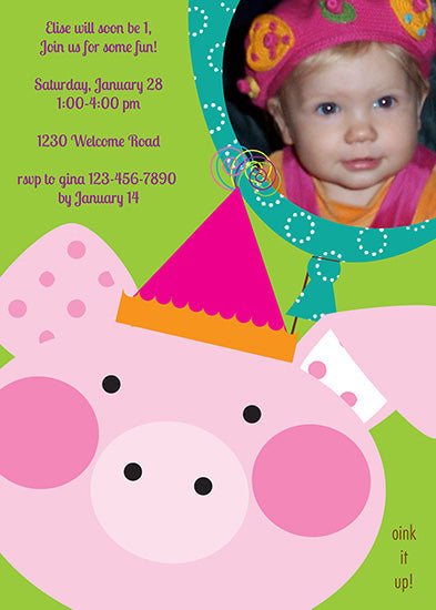 Oink it Up Birthday Piggy Invitation