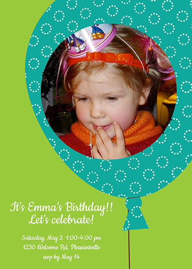 Balloon - Turquoise Birthday Invitation