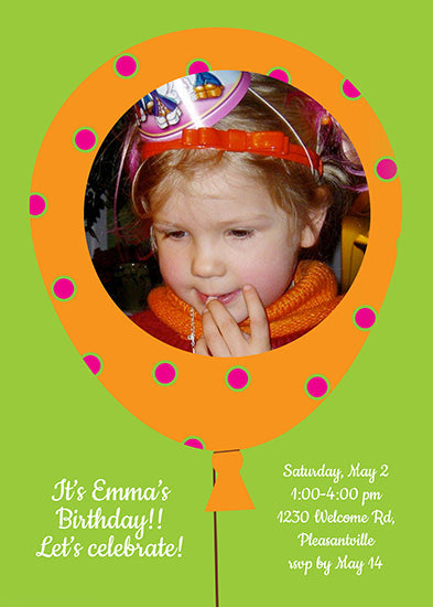 Balloon - Orange Birthday Invitation